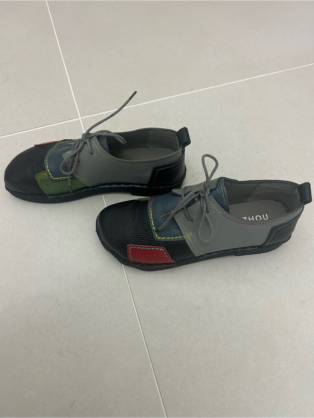 Multicolor Leather Lace-Up Women’s Casual Shoes - Picture 2 of 4